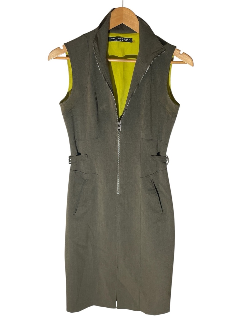 C4- Marc by Marc Jacobs Olive Green Sleeveless Zip Sheath w/ Lining Small SM S